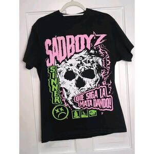 Sad Boys By Junior H Skull Shirt Mens M Double Sided Boyz Emo Rap Grunge(1043)